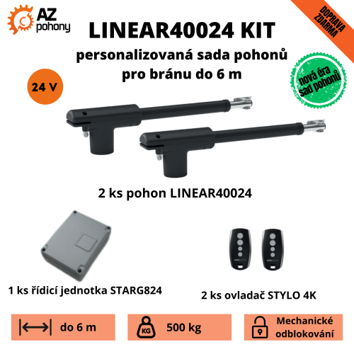 Linear40024Kit - personalizovaná sada pohonu dvoukřídlé brány do 6m